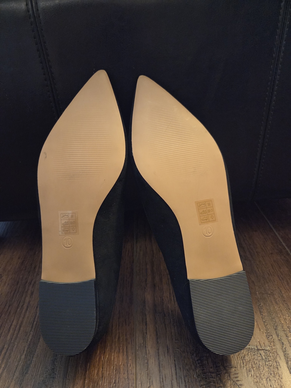 ASOS DESIGN Lucky Pointed Ballet Flats in Black Suedette - Size 12 (10 UK) - Picture 8 of 8